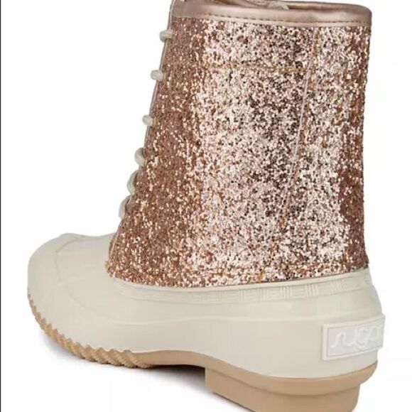 Sugar Boots Women's Size 8 Rose Gold Shearling Lined Duck Boots NIB - Picture 2 of 14